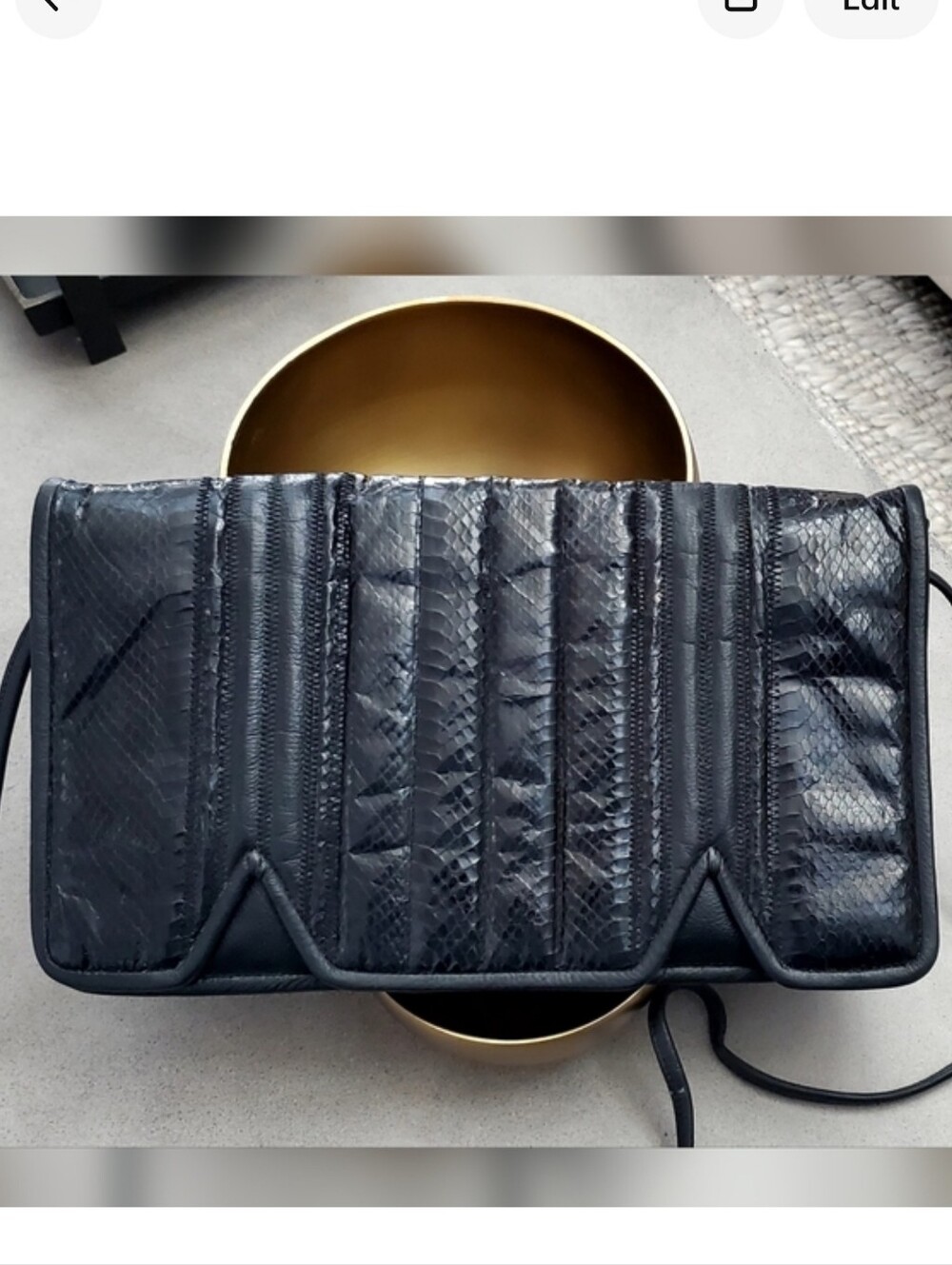 Aspects Black Genuine Snake Skin+ Leather Sleek Convertible Shoulder Bag Vtg EUC